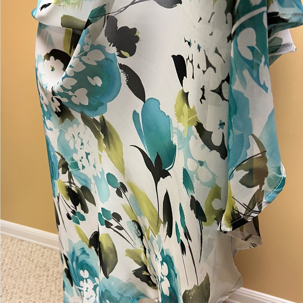Connected Apparel Teal and Black Floral Midi Dress - Picture 5 of 9